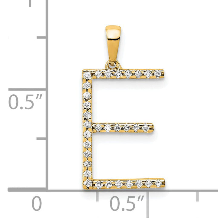 Lovely Rita's Pendants & Charms 14K Yellow Gold Diamond 0.096-CT Block Letter E Initial Charm Pendant