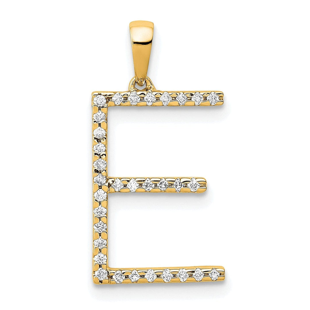 Lovely Rita's Pendants & Charms 14K Yellow Gold Diamond 0.096-CT Block Letter E Initial Charm Pendant