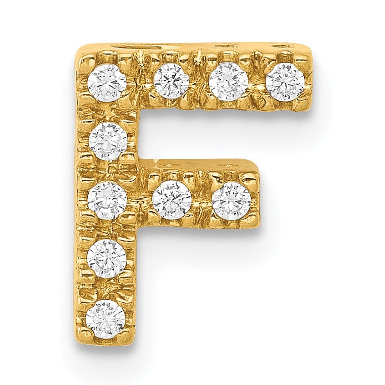 Lovely Rita's Pendants & Charms 14K Yellow Gold Diamond 0.1-CT Letter F Initial Charm Pendant