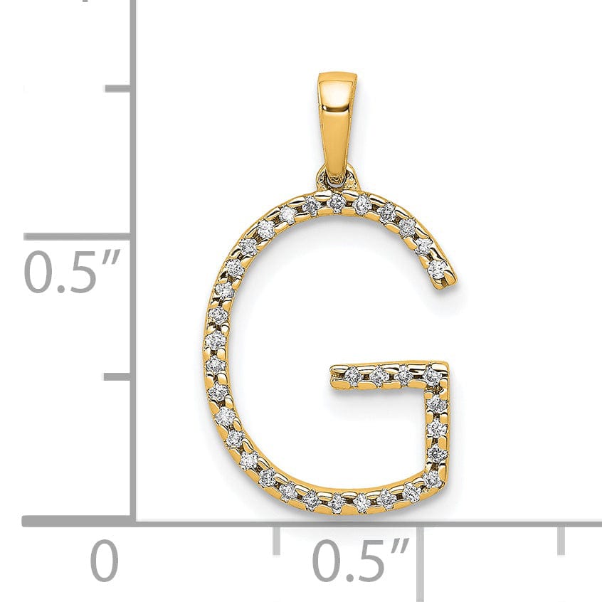 Lovely Rita's Pendants & Charms 14K Yellow Gold Diamond 0.102-CT Block Letter G Initial Charm Pendant