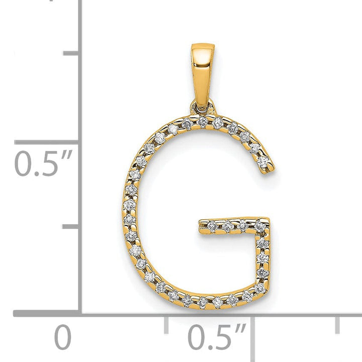 Lovely Rita's Pendants & Charms 14K Yellow Gold Diamond 0.102-CT Block Letter G Initial Charm Pendant