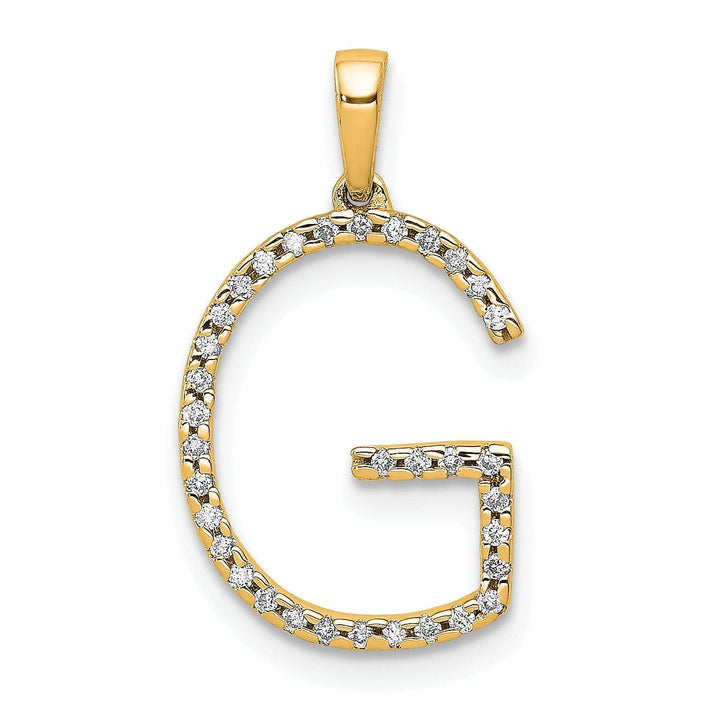 Lovely Rita's Pendants & Charms 14K Yellow Gold Diamond 0.102-CT Block Letter G Initial Charm Pendant