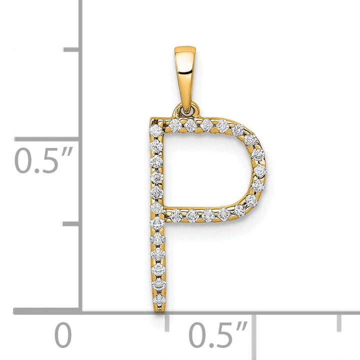 Lovely Rita's Pendants & Charms 14K Yellow Gold Diamond 0.108-CT Block Letter P Initial Charm Pendant