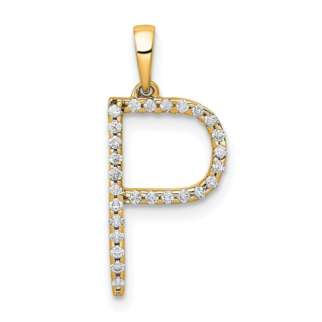 Lovely Rita's Pendants & Charms 14K Yellow Gold Diamond 0.108-CT Block Letter P Initial Charm Pendant