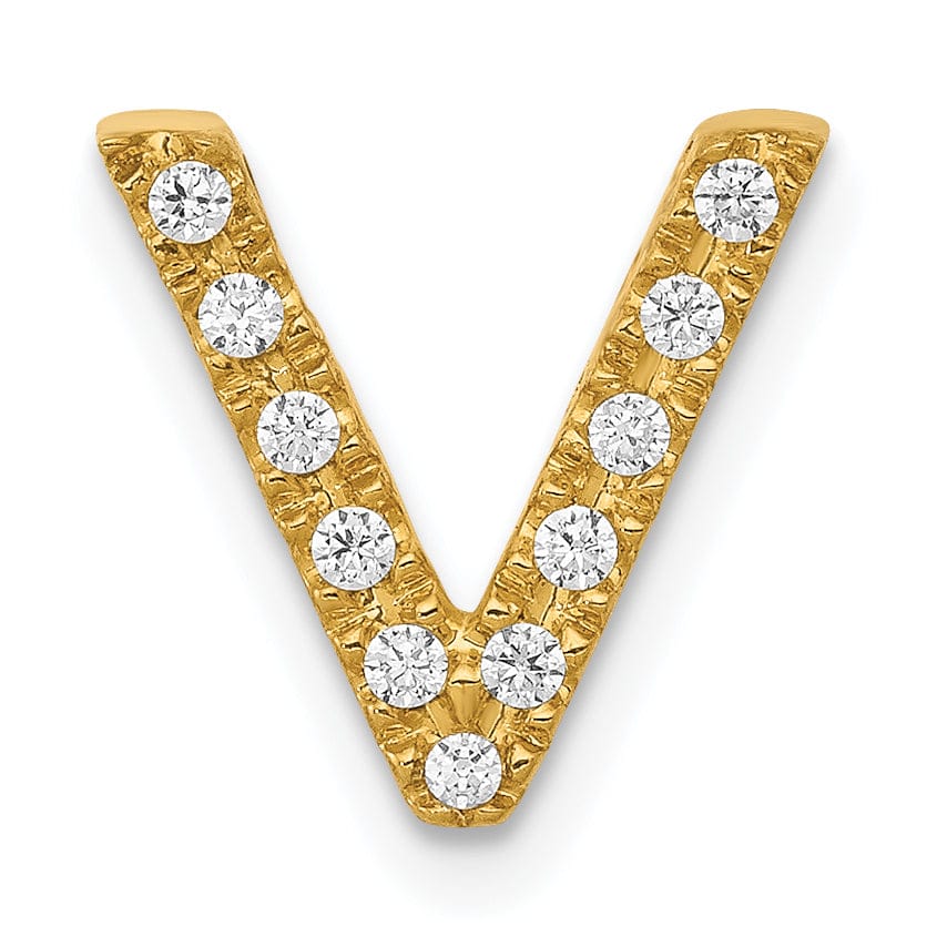 Lovely Rita's Pendants & Charms 14K Yellow Gold Diamond 0.11-CT Letter V Initial Charm Pendant