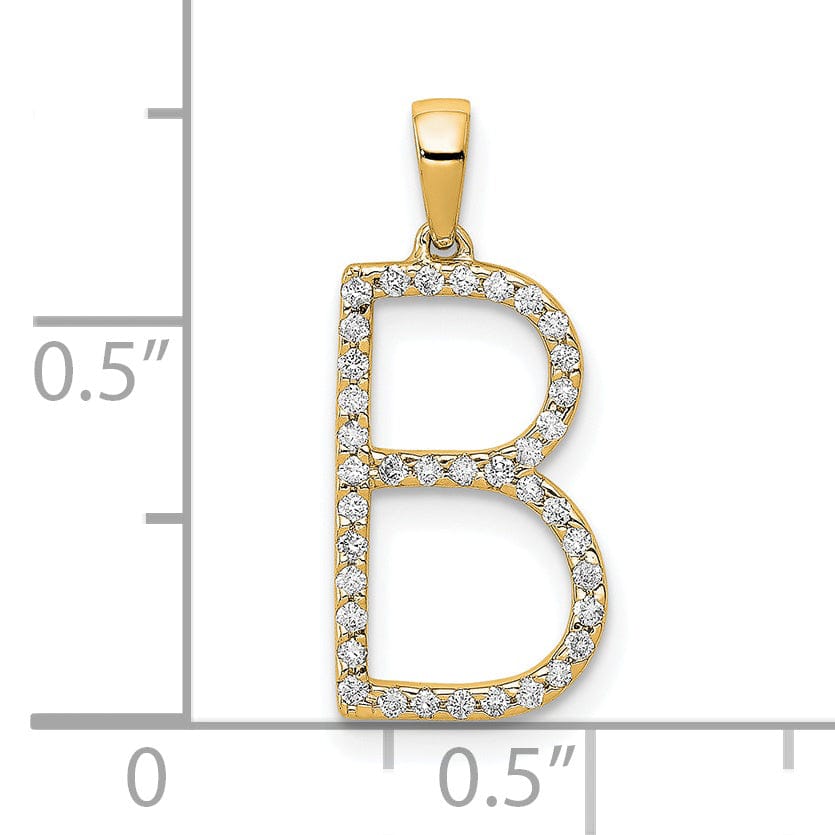 Lovely Rita's Pendants & Charms 14K Yellow Gold Diamond 0.114-CT Block Letter B Initial Charm Pendant