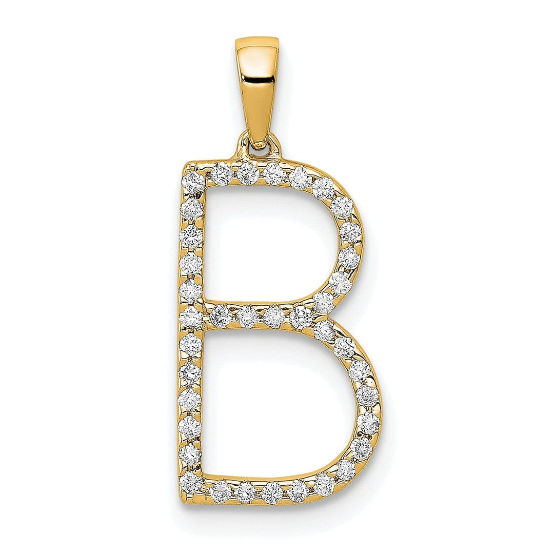 Lovely Rita's Pendants & Charms 14K Yellow Gold Diamond 0.114-CT Block Letter B Initial Charm Pendant