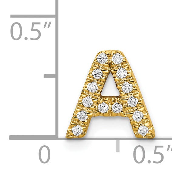 Lovely Rita's Pendants & Charms 14K Yellow Gold Diamond 0.12-CT Letter A Initial Charm Pendant