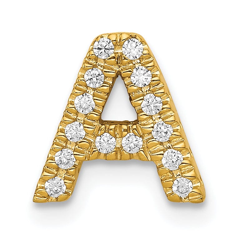 Lovely Rita's Pendants & Charms 14K Yellow Gold Diamond 0.12-CT Letter A Initial Charm Pendant