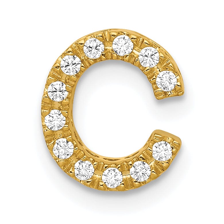 Lovely Rita's Pendants & Charms 14K Yellow Gold Diamond 0.12-CT Letter C Initial Charm Pendant