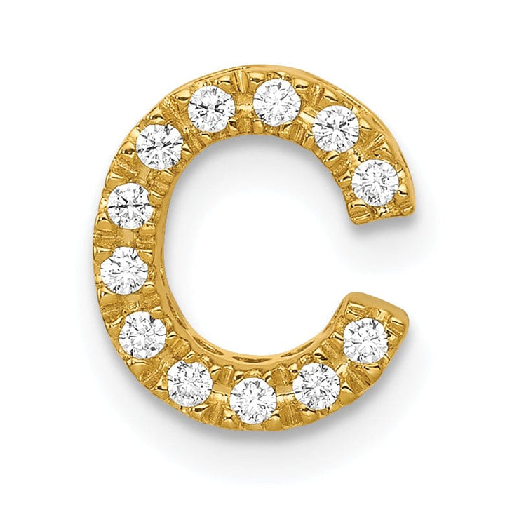 Lovely Rita's Pendants & Charms 14K Yellow Gold Diamond 0.12-CT Letter C Initial Charm Pendant
