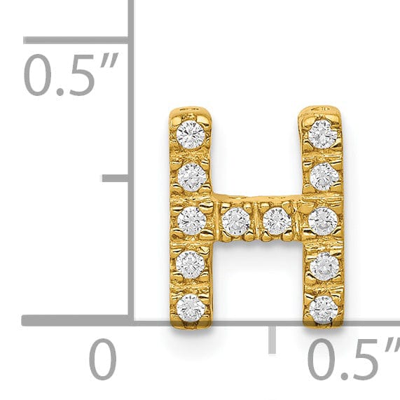 Lovely Rita's Pendants & Charms 14K Yellow Gold Diamond 0.12-CT Letter H Initial Charm Pendant