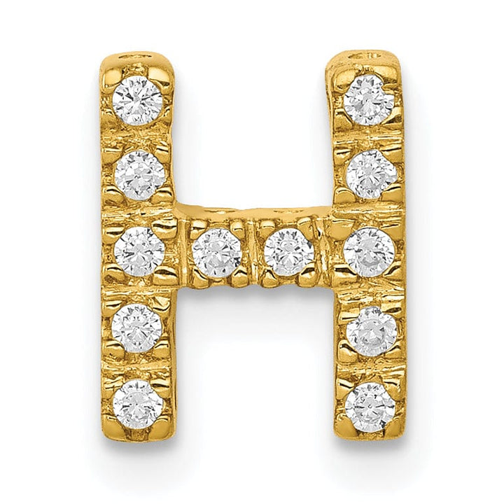 Lovely Rita's Pendants & Charms 14K Yellow Gold Diamond 0.12-CT Letter H Initial Charm Pendant