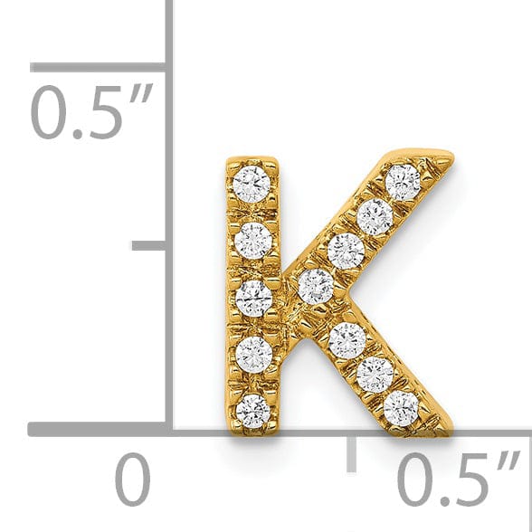 Lovely Rita's Pendants & Charms 14K Yellow Gold Diamond 0.12-CT Letter K Initial Charm Pendant