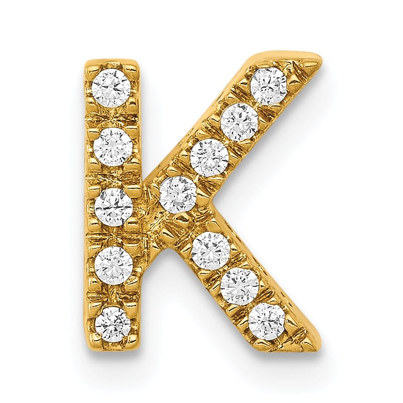 Lovely Rita's Pendants & Charms 14K Yellow Gold Diamond 0.12-CT Letter K Initial Charm Pendant