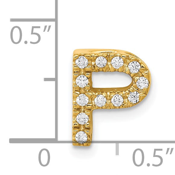 Lovely Rita's Pendants & Charms 14K Yellow Gold Diamond 0.12-CT Letter P Initial Charm Pendant