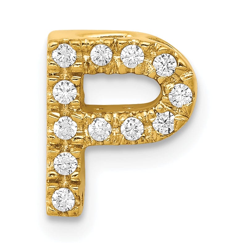 Lovely Rita's Pendants & Charms 14K Yellow Gold Diamond 0.12-CT Letter P Initial Charm Pendant