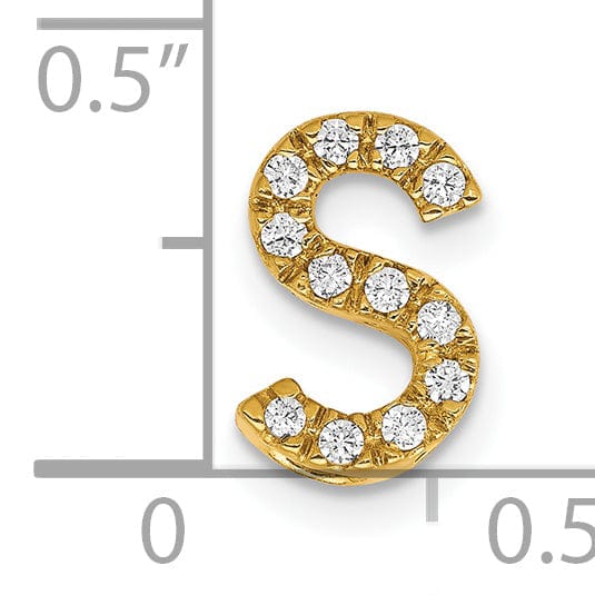 Lovely Rita's Pendants & Charms 14K Yellow Gold Diamond 0.12-CT Letter S Initial Charm Pendant