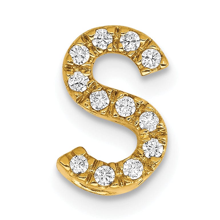 Lovely Rita's Pendants & Charms 14K Yellow Gold Diamond 0.12-CT Letter S Initial Charm Pendant