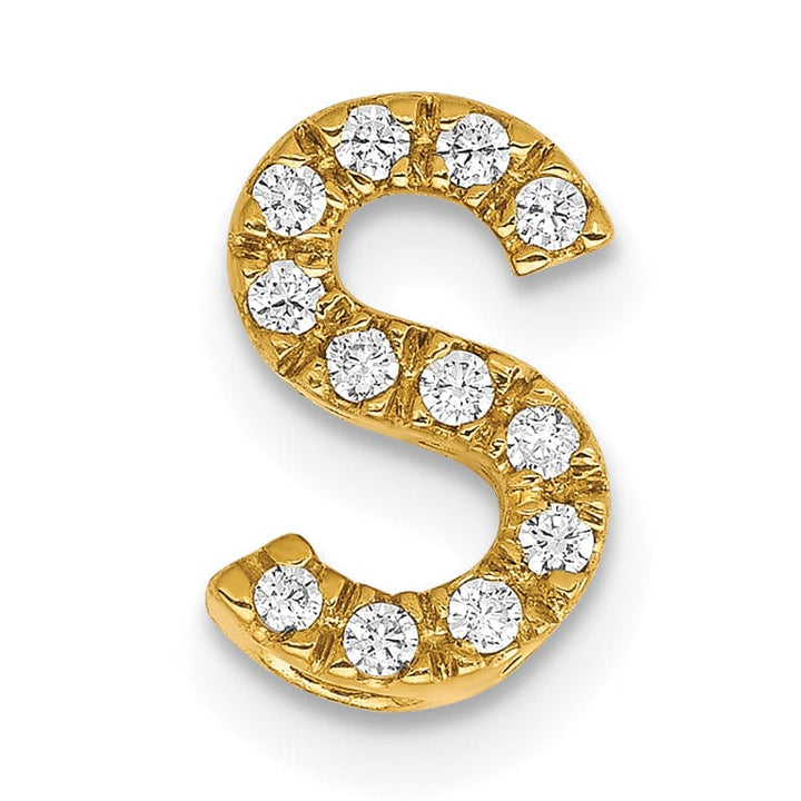Lovely Rita's Pendants & Charms 14K Yellow Gold Diamond 0.12-CT Letter S Initial Charm Pendant
