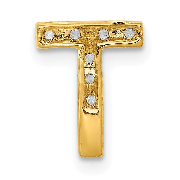 Lovely Rita's Pendants & Charms 14K Yellow Gold Diamond 0.12-CT Letter T Initial Charm Pendant