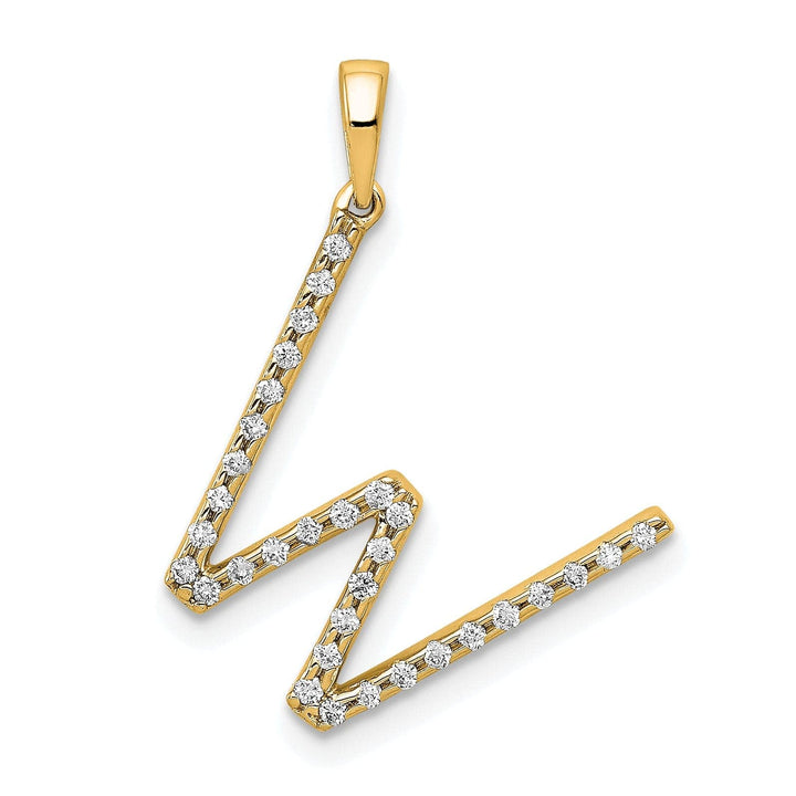 Lovely Rita's Pendants & Charms 14K Yellow Gold Diamond 0.128-CT Block Letter W Initial Charm Pendant
