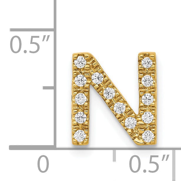Lovely Rita's Pendants & Charms 14K Yellow Gold Diamond 0.14-CT Letter N Initial Charm Pendant