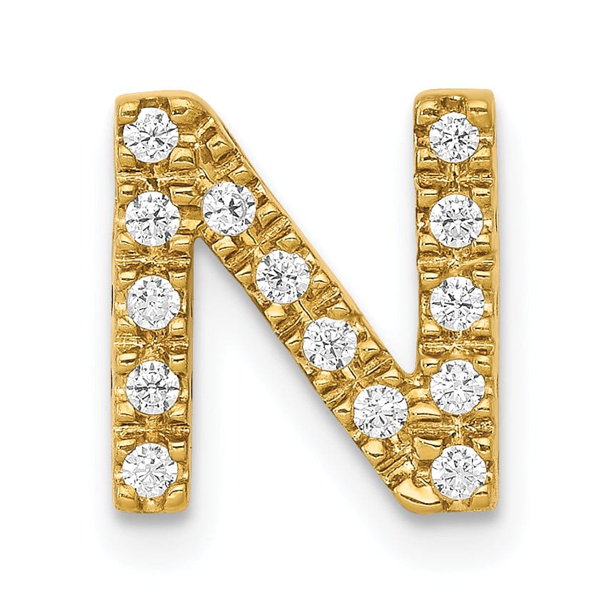 Lovely Rita's Pendants & Charms 14K Yellow Gold Diamond 0.14-CT Letter N Initial Charm Pendant