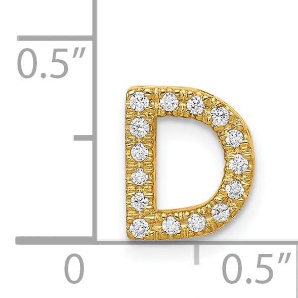 Lovely Rita's Pendants & Charms 14K Yellow Gold Diamond 0.15-CT Letter D Initial Charm Pendant