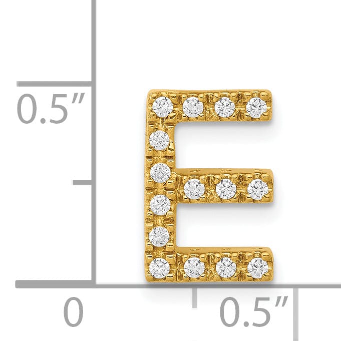 Lovely Rita's Pendants & Charms 14K Yellow Gold Diamond 0.15-CT Letter E Initial Charm Pendant