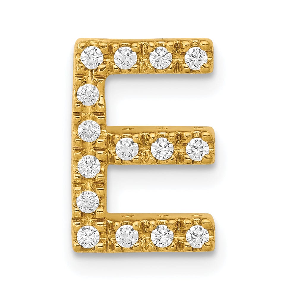 Lovely Rita's Pendants & Charms 14K Yellow Gold Diamond 0.15-CT Letter E Initial Charm Pendant