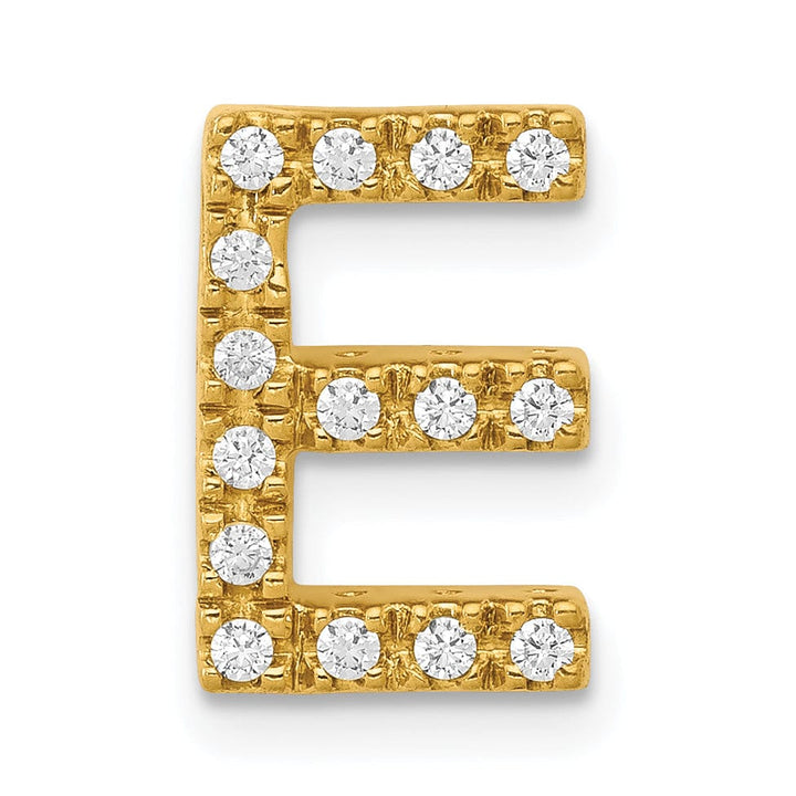 Lovely Rita's Pendants & Charms 14K Yellow Gold Diamond 0.15-CT Letter E Initial Charm Pendant