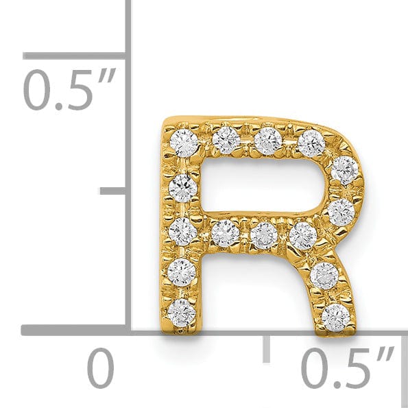 Lovely Rita's Pendants & Charms 14K Yellow Gold Diamond 0.15-CT Letter R Initial Charm Pendant
