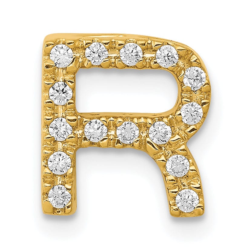 Lovely Rita's Pendants & Charms 14K Yellow Gold Diamond 0.15-CT Letter R Initial Charm Pendant