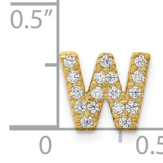Lovely Rita's Pendants & Charms 14K Yellow Gold Diamond 0.156-CT Letter W Initial Charm Pendant