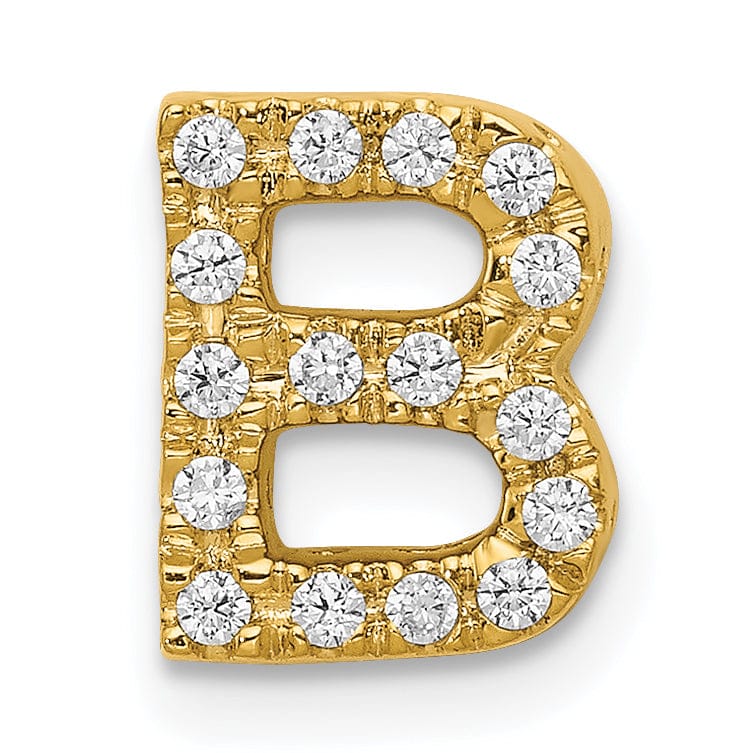 Lovely Rita's Pendants & Charms 14K Yellow Gold Diamond 0.16-CT Letter B Initial Charm Pendant