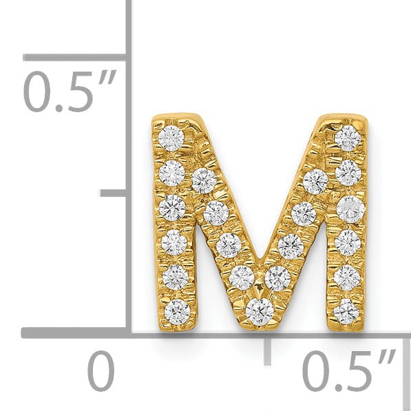 Lovely Rita's Pendants & Charms 14K Yellow Gold Diamond 0.168-CT Letter M Initial Charm Pendant