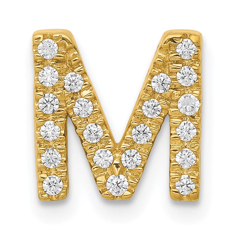 Lovely Rita's Pendants & Charms 14K Yellow Gold Diamond 0.168-CT Letter M Initial Charm Pendant