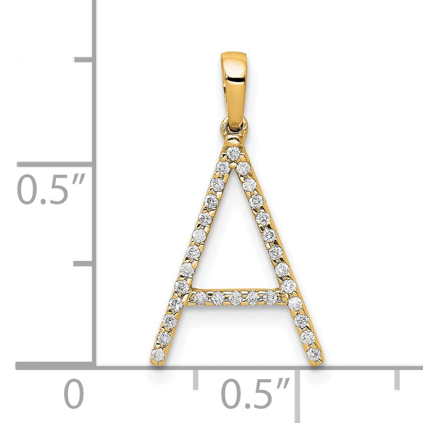 Lovely Rita's Pendants & Charms 14K Yellow Gold Diamond 0.9-CT Block Letter A Initial Charm Pendant