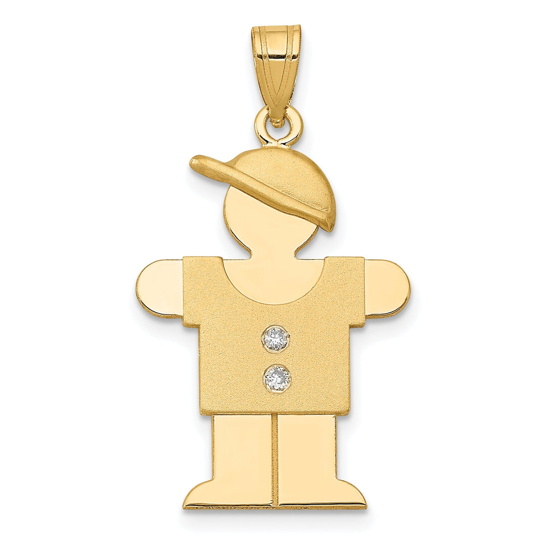 Lovely Rita's Pendants & Charms 14k Yellow Gold Diamond Boy With Hat Hugs Pendant