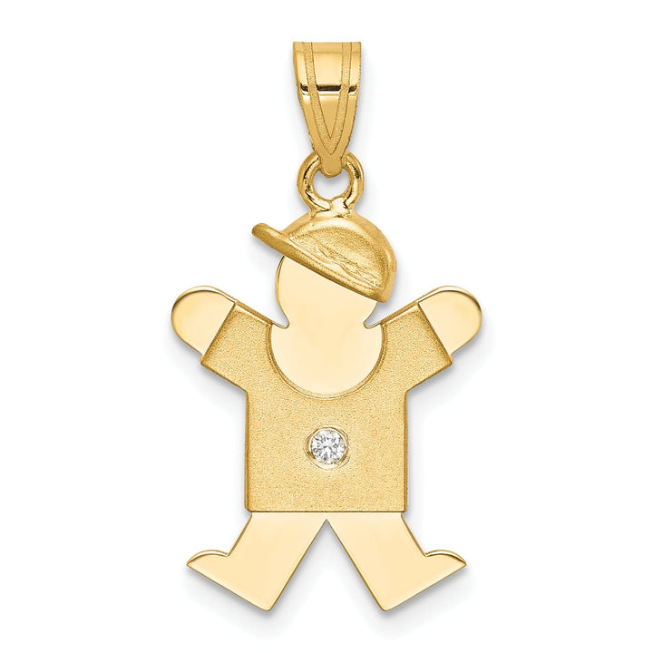 Lovely Rita's Pendants & Charms 14k Yellow Gold Diamond Boy With Hat Joy Pendant