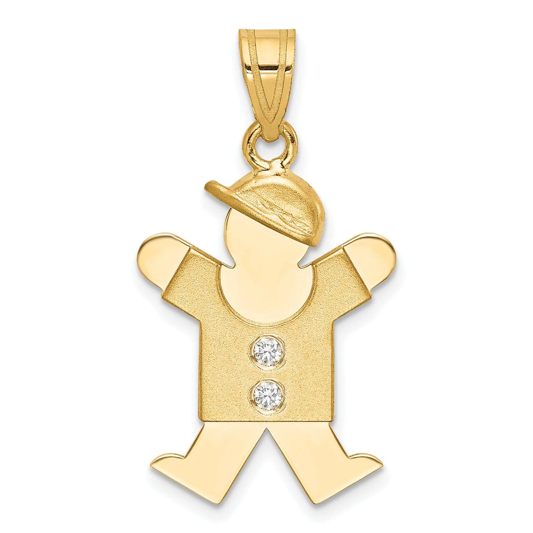 Lovely Rita's Pendants & Charms 14k Yellow Gold Diamond Boy With Hat Joy Pendant