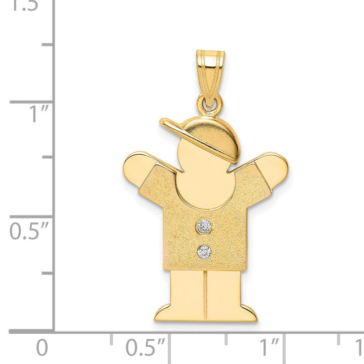 Lovely Rita's Pendants & Charms 14k Yellow Gold Diamond Boy With Hat Love Pendant
