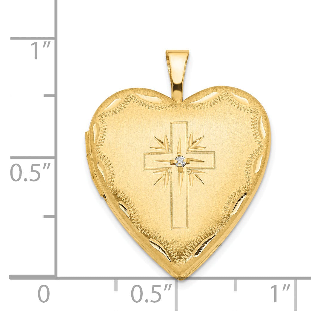 Lovely Rita's Pendants & Charms 14k Yellow Gold Diamond Cross Heart Locket Pendant