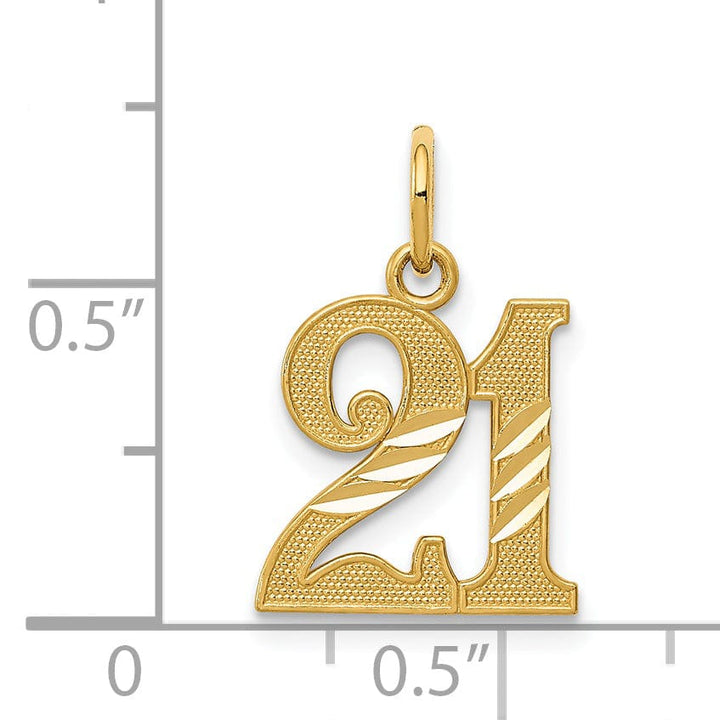 Lovely Rita's Pendants & Charms 14k Yellow Gold Diamond Cut 21 Charm Pendant
