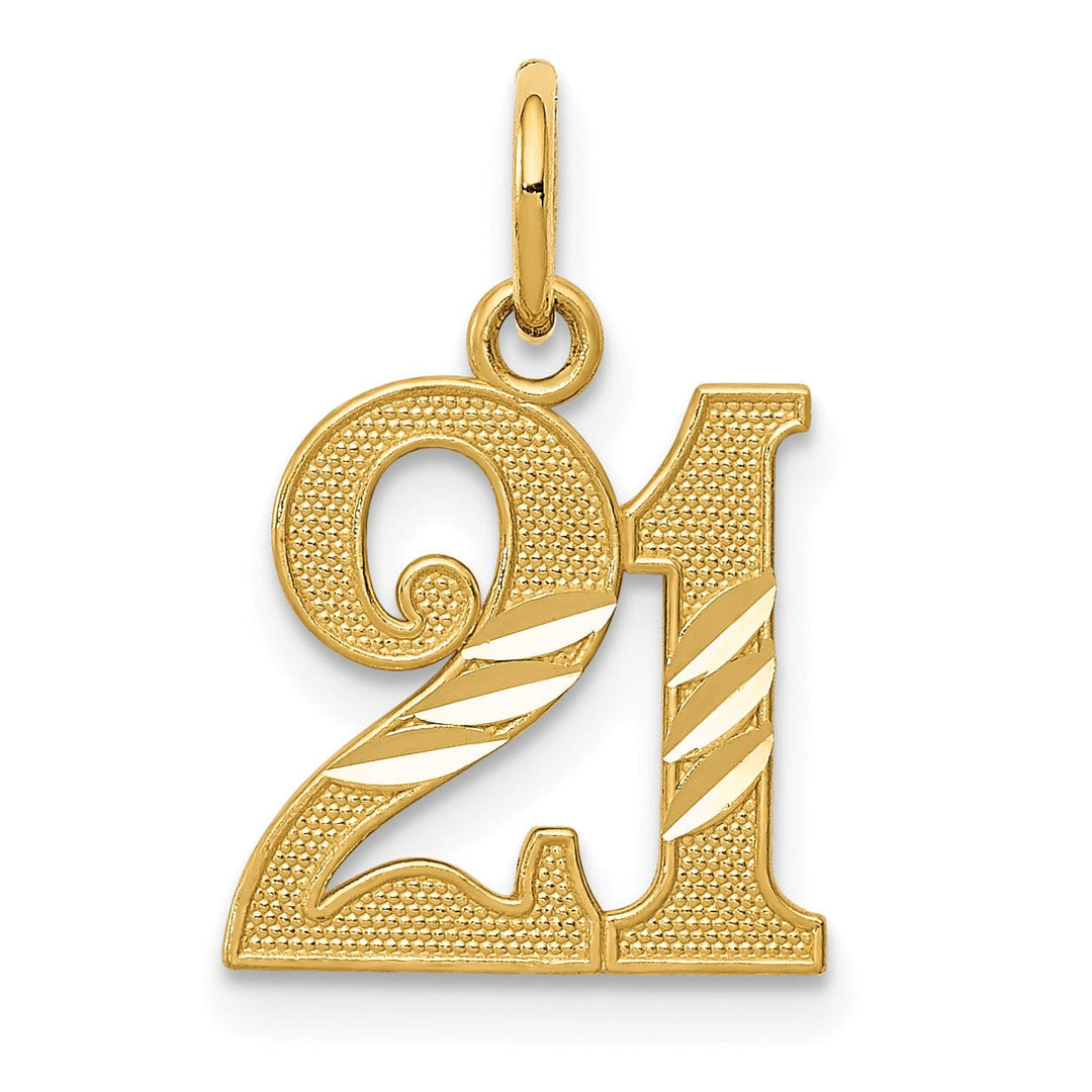 Lovely Rita's Pendants & Charms 14k Yellow Gold Diamond Cut 21 Charm Pendant