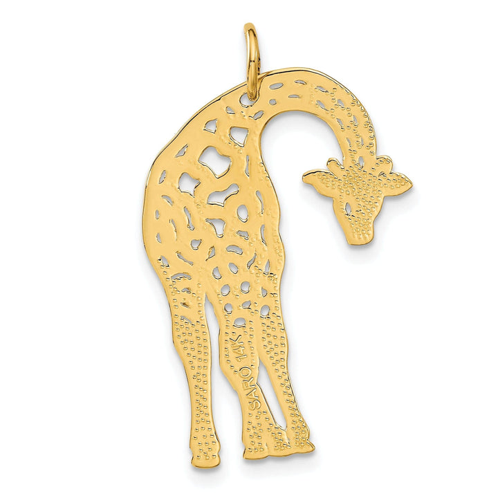 Lovely Rita's Pendants & Charms 14k Yellow Gold Diamond Cut Brushed Cut Out Finish Mens Giraffe Charm Pendant