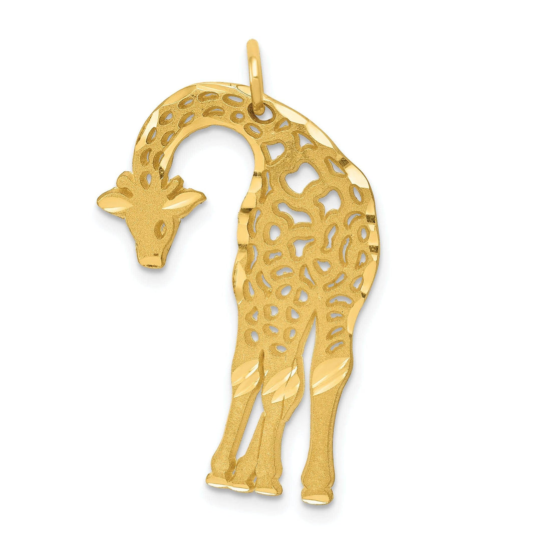 Lovely Rita's Pendants & Charms 14k Yellow Gold Diamond Cut Brushed Cut Out Finish Mens Giraffe Charm Pendant
