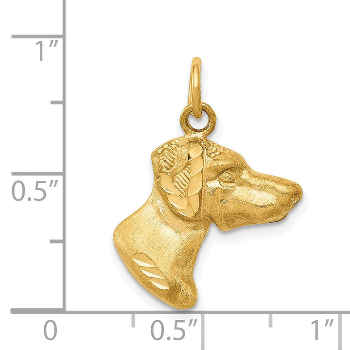 Lovely Rita's Pendants & Charms 14K Yellow Gold Diamond Cut Brushed Finish Dog Head Charm Pendant