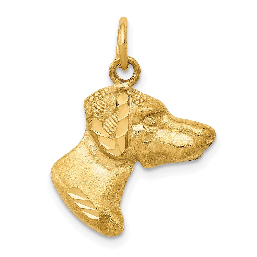 Lovely Rita's Pendants & Charms 14K Yellow Gold Diamond Cut Brushed Finish Dog Head Charm Pendant